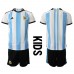 Tanie Strój piłkarski Argentyna Koszulka Podstawowej dla dziecięce MŚ 2022 Krótkie Rękawy (+ szorty)